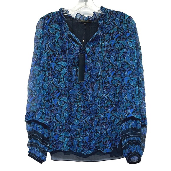 Kobi Halperin Jasper Paisley Print Ruffle Long Sleeve Blouse Top Size S New $298 - Picture 2 of 9